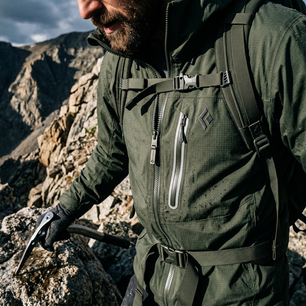 Hiker on mountain trail with Nomad Ridge gear